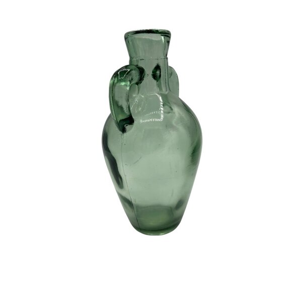 Vintage Green Glass Double Handled Jug 7.5" Tall - Picture 7 of 10